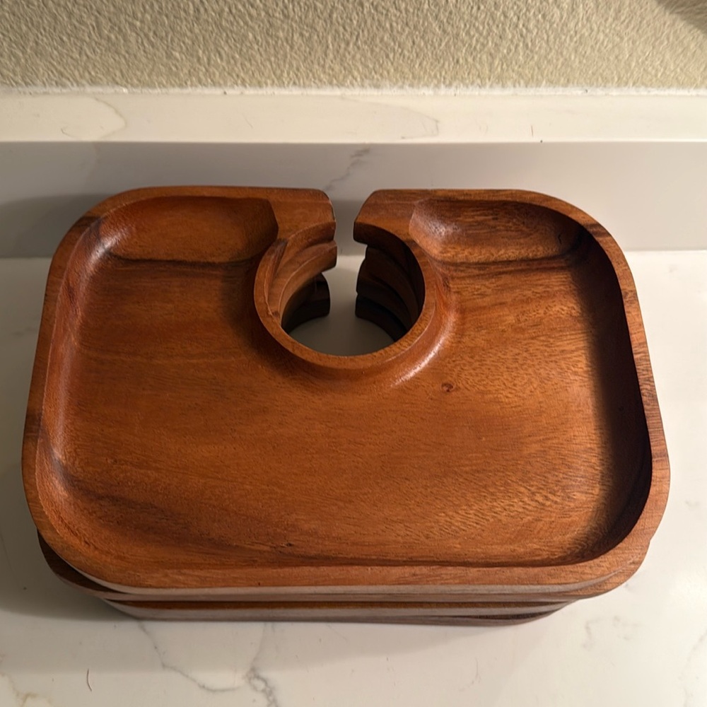 Vintage Wooden Snack Trays Set of 4 - Picture 2 of 6